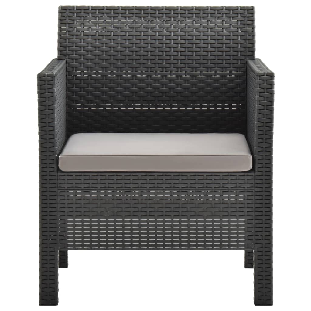 2 Piece Garden Lounge Set with Cushions PP Rattan Anthracite