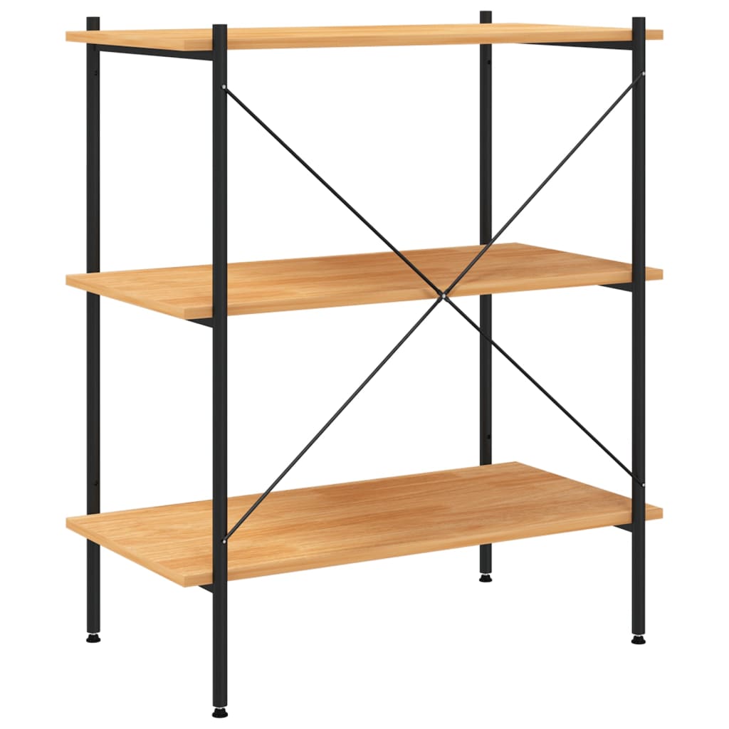3-Tier Shelving Unit Black and Oak 80x40x92 cm