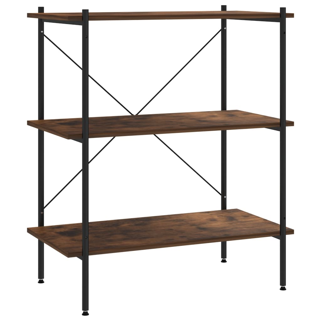 3-Tier Shelving Unit Black and Natural 80x40x92 cm