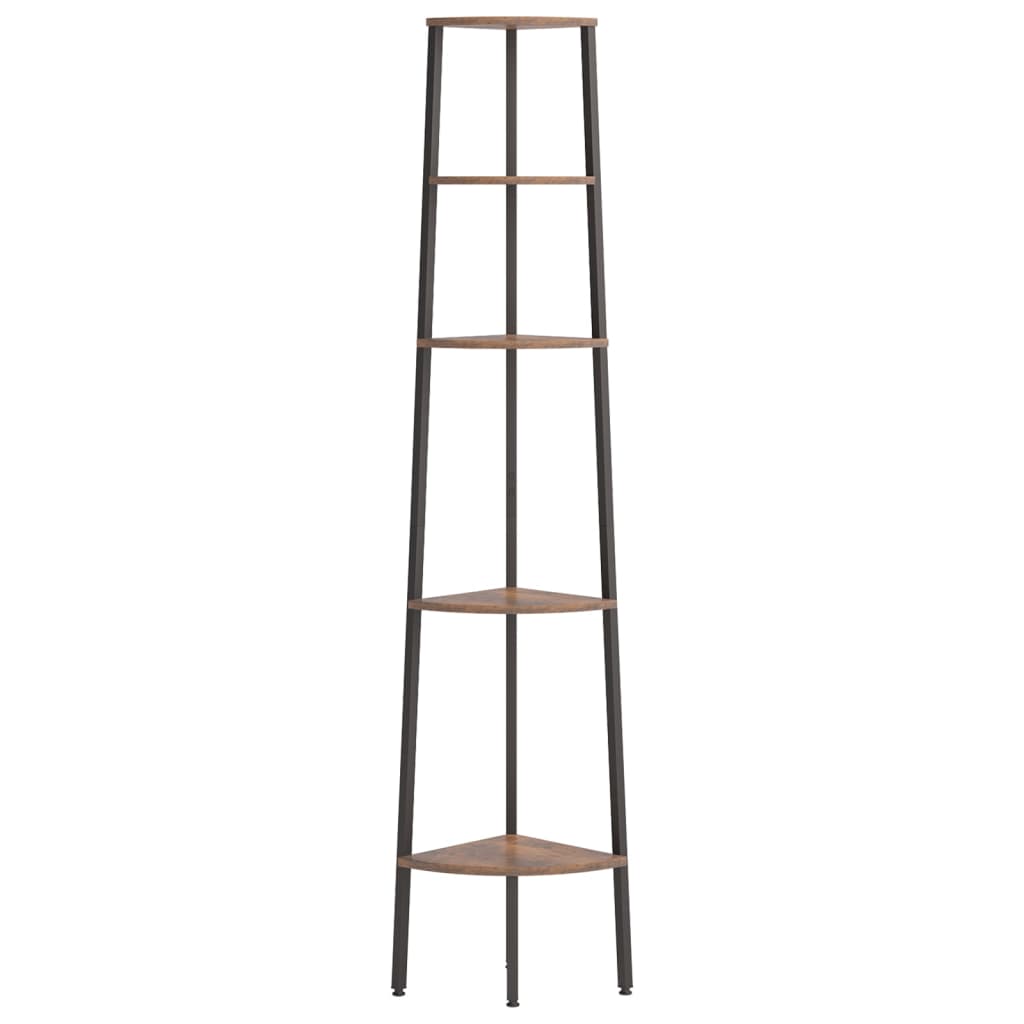 5-Tier Corner Shelf Dark Brown and Black 45.5x31.5x180 cm