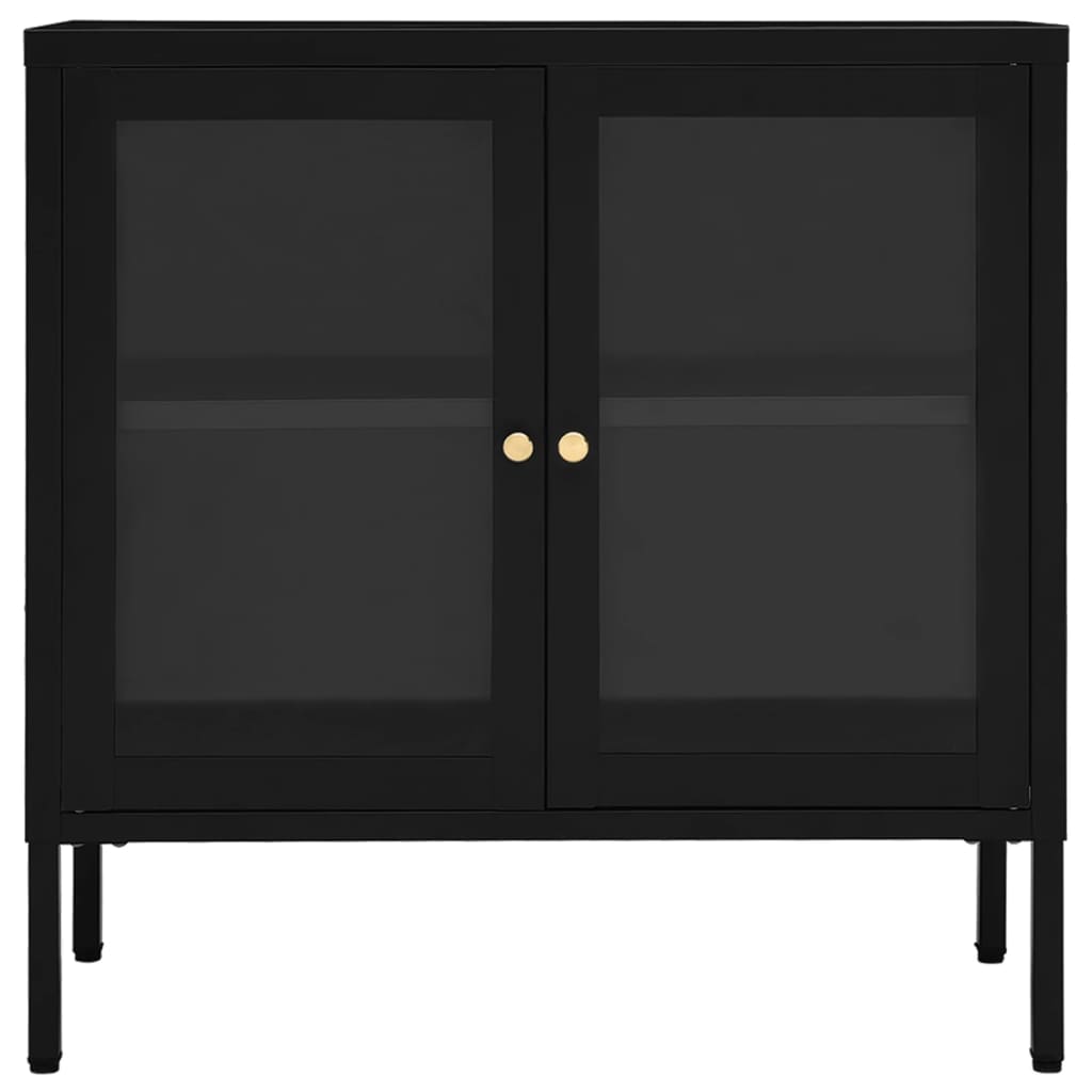 Sideboard Black 70x35x70 cm Steel and Glass