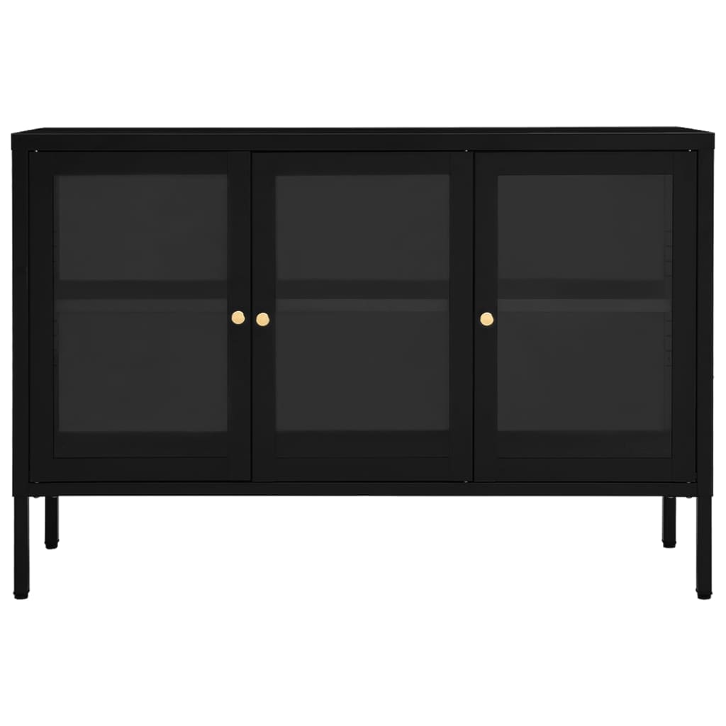 Sideboard Black 105x35x70 cm Steel and Glass