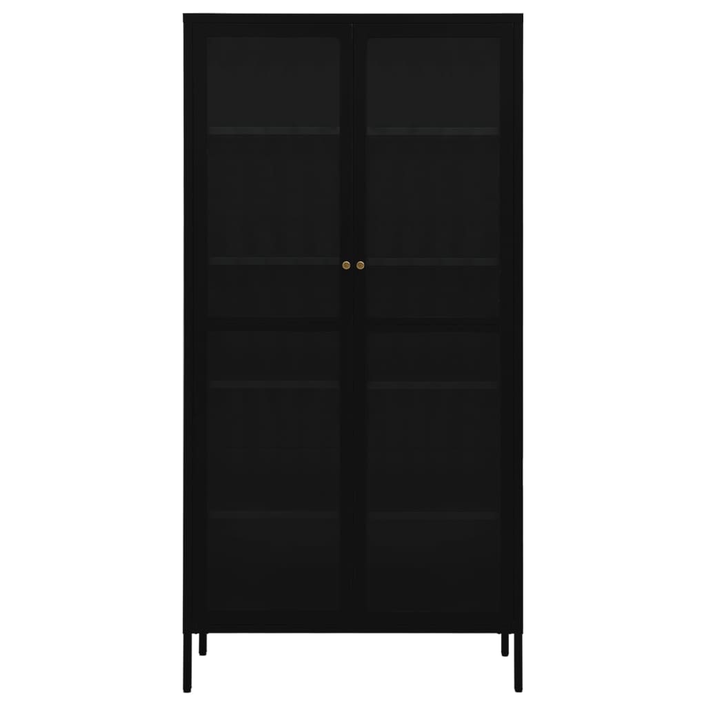 Display Cabinet Black 90x40x180 cm Steel and Tempered Glass
