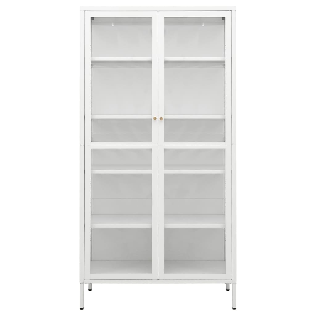 Display Cabinet White 90x40x180 cm Steel and Tempered Glass