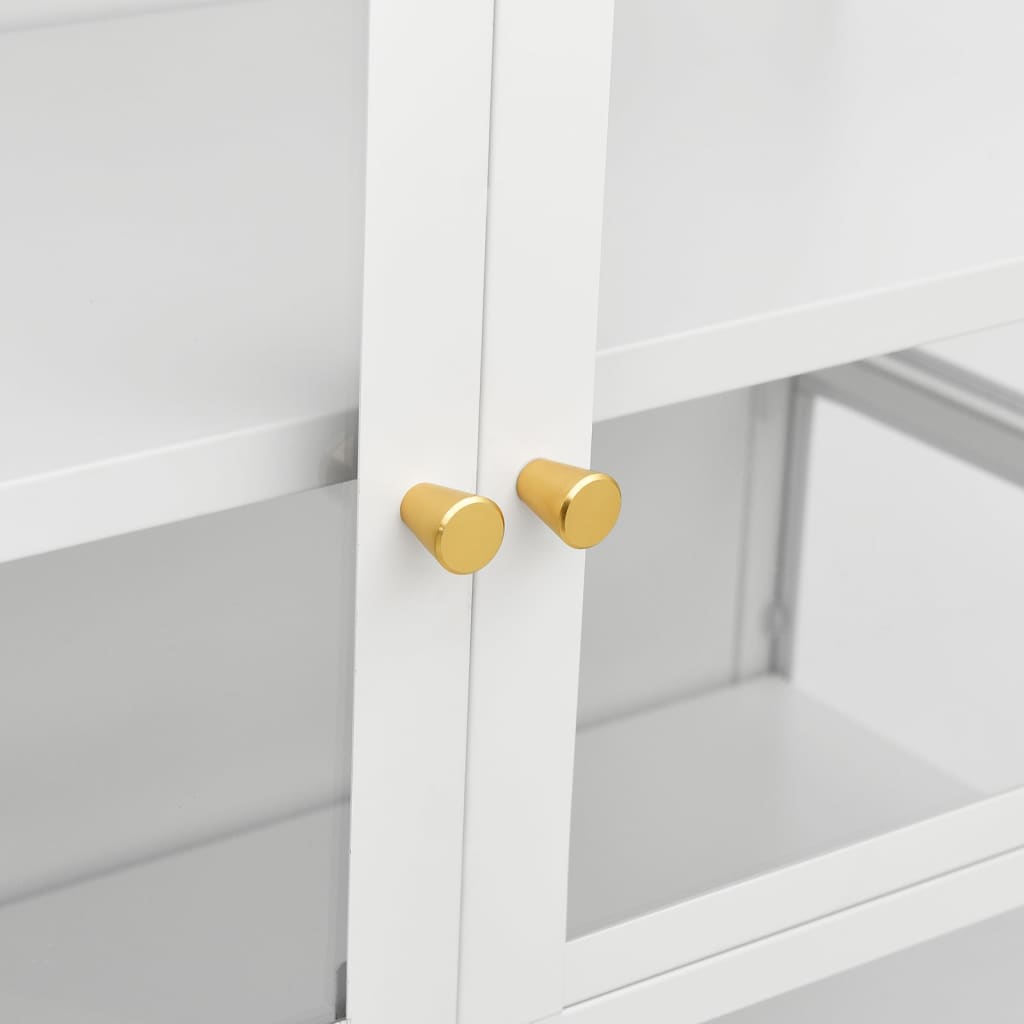 Display Cabinet White 90x40x180 cm Steel and Tempered Glass