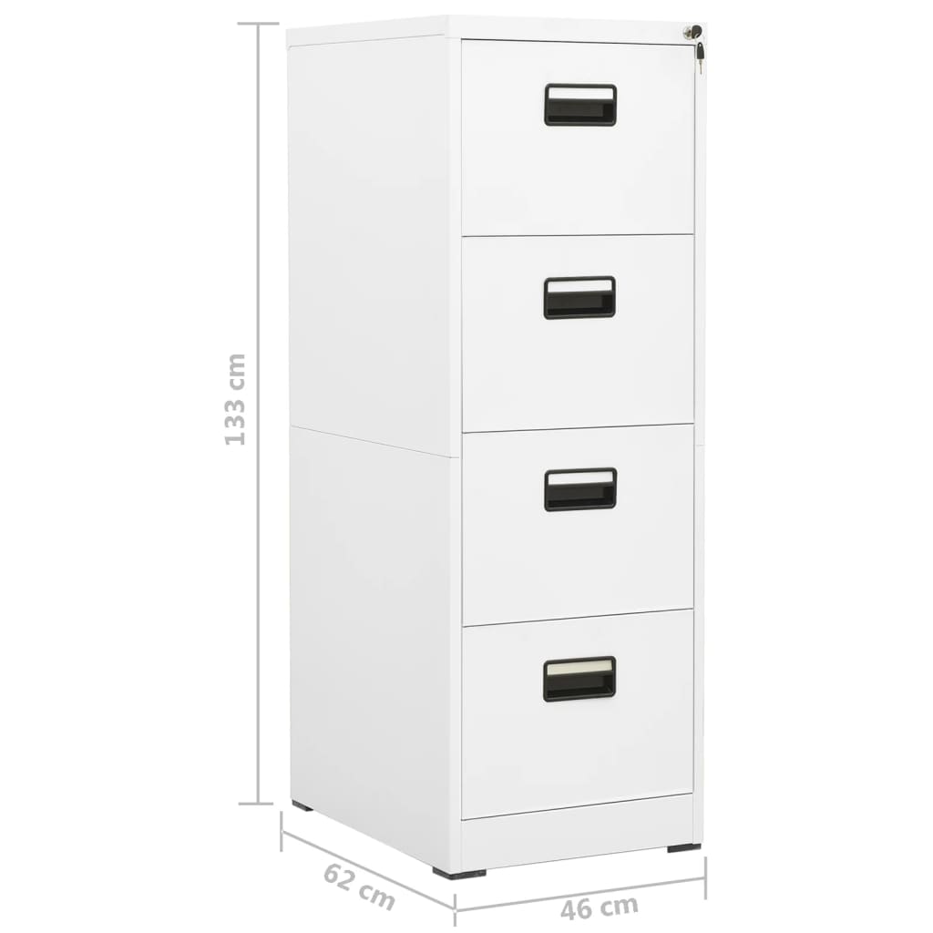 Filing Cabinet White 46x62x133 cm Steel
