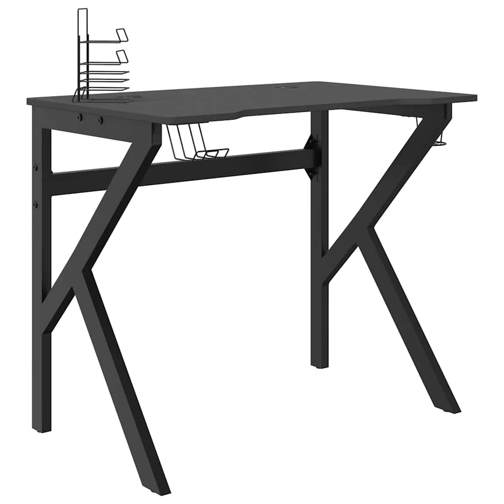 Gaming Desk with K Shape Legs Black 90x60x75 cm