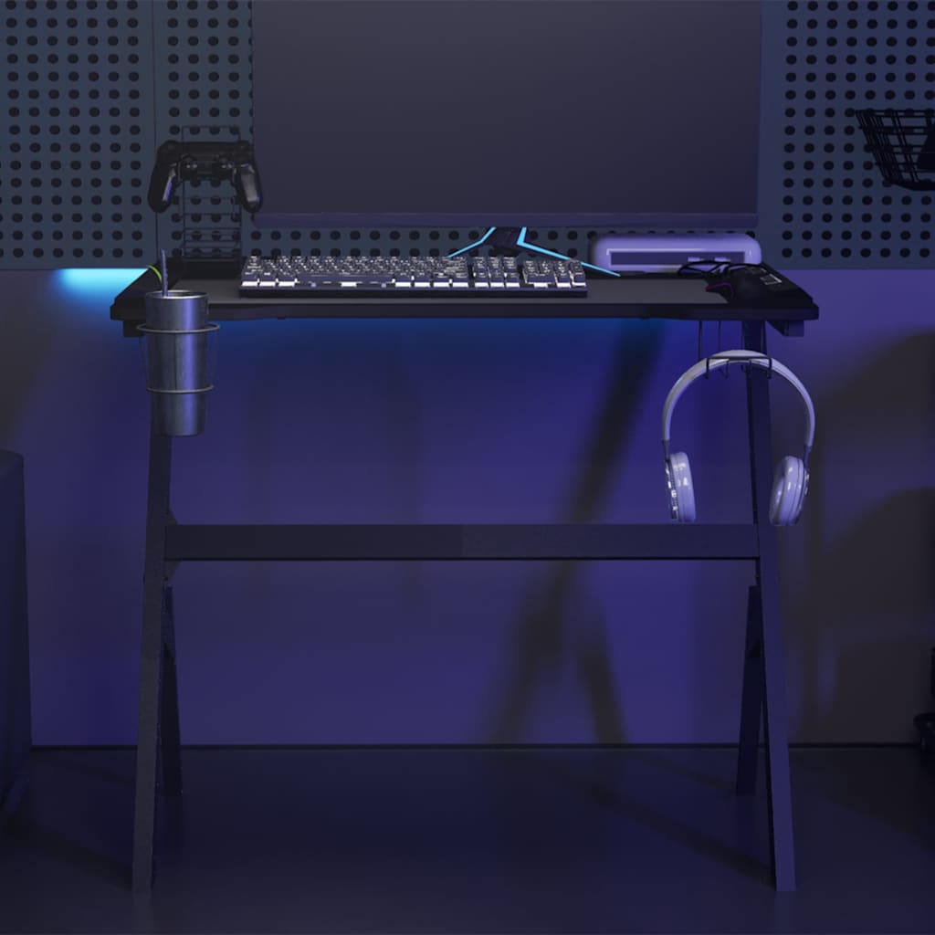 Gaming Desk LED with Y Shape Black 90x60x75 cm