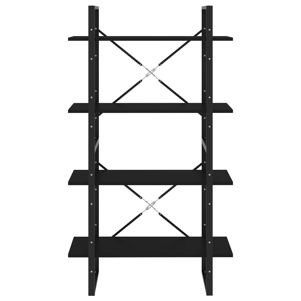 4-Tier Book Cabinet Black 80x30x140 cm Engineered Wood