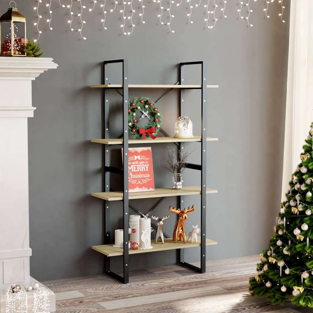 4-Tier Book Cabinet Sonoma Oak 80x30x140 cm Engineered Wood