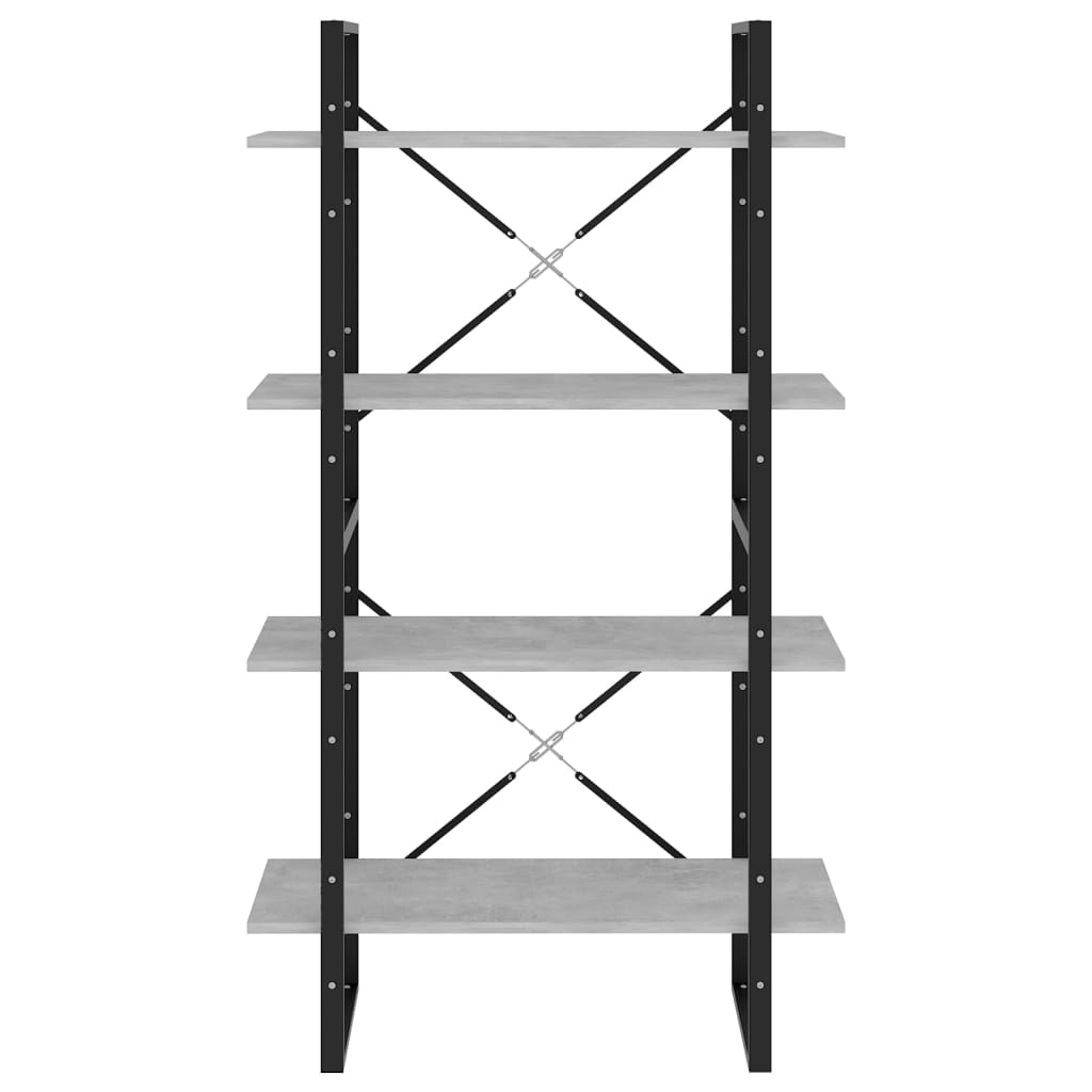 4-Tier Book Cabinet Concrete Grey 80x30x140 cm Engineered Wood