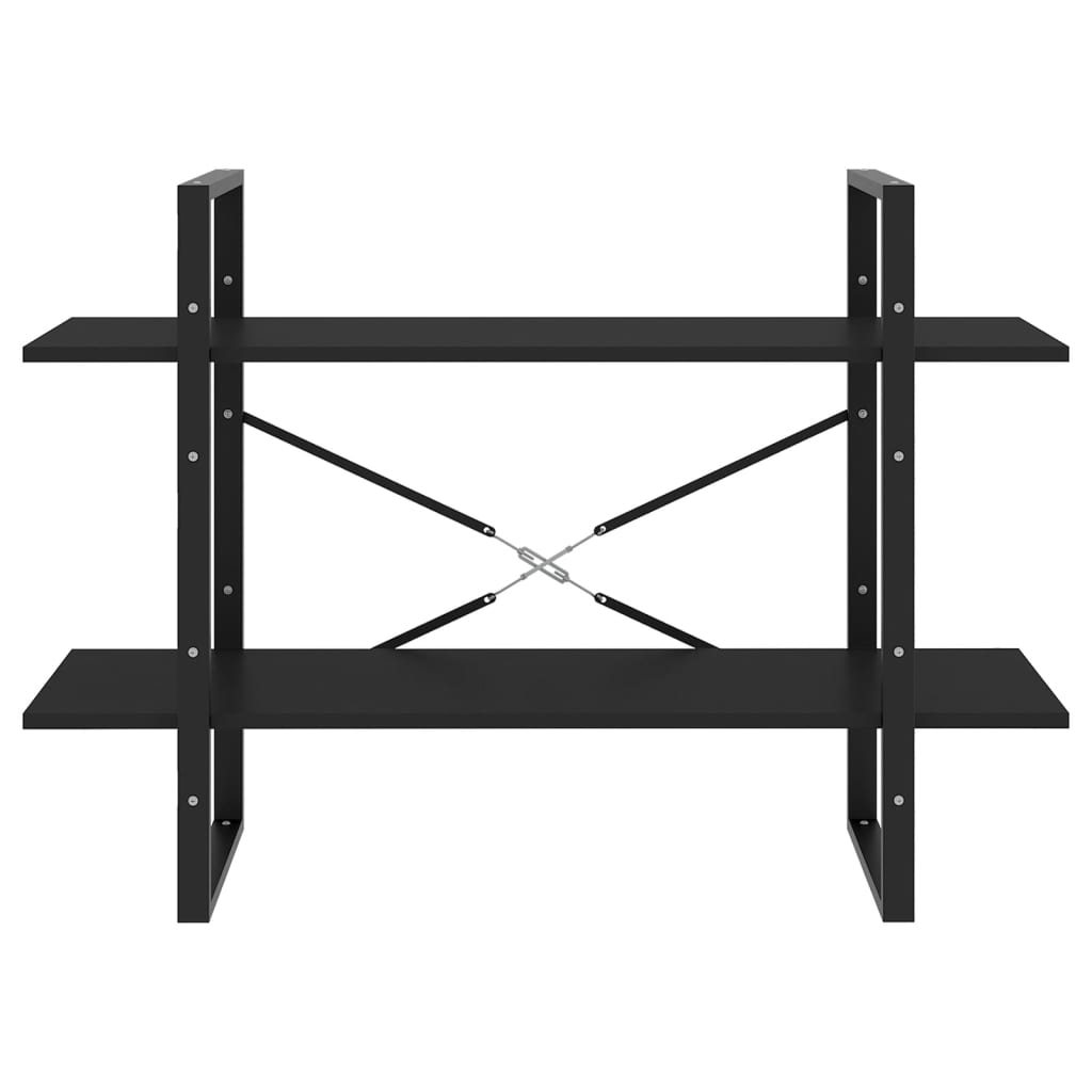 2-Tier Book Cabinet Black 100x30x70 cm Engineered Wood