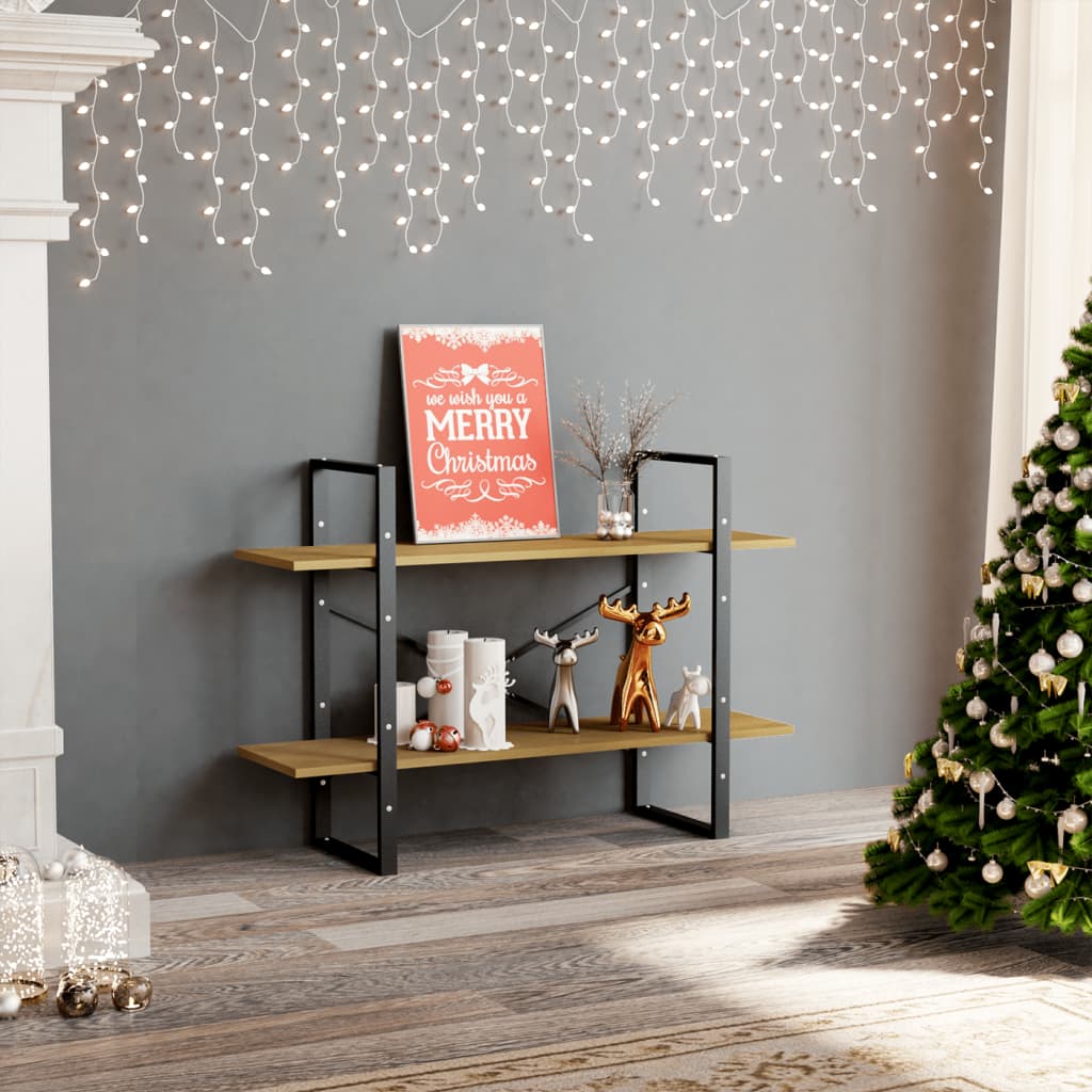 2-Tier Book Cabinet 100x30x70 cm Solid Pine Wood