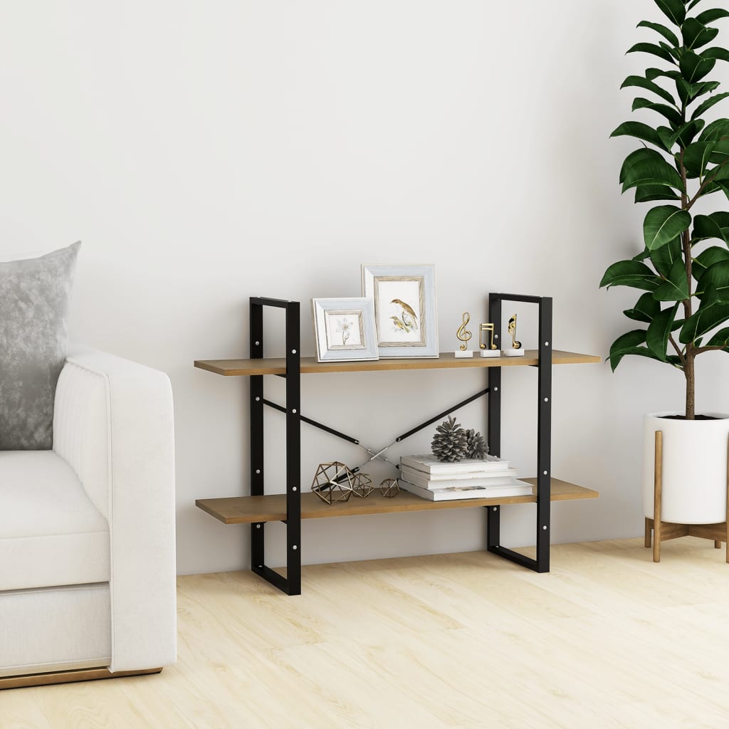 2-Tier Book Cabinet 100x30x70 cm Solid Pine Wood