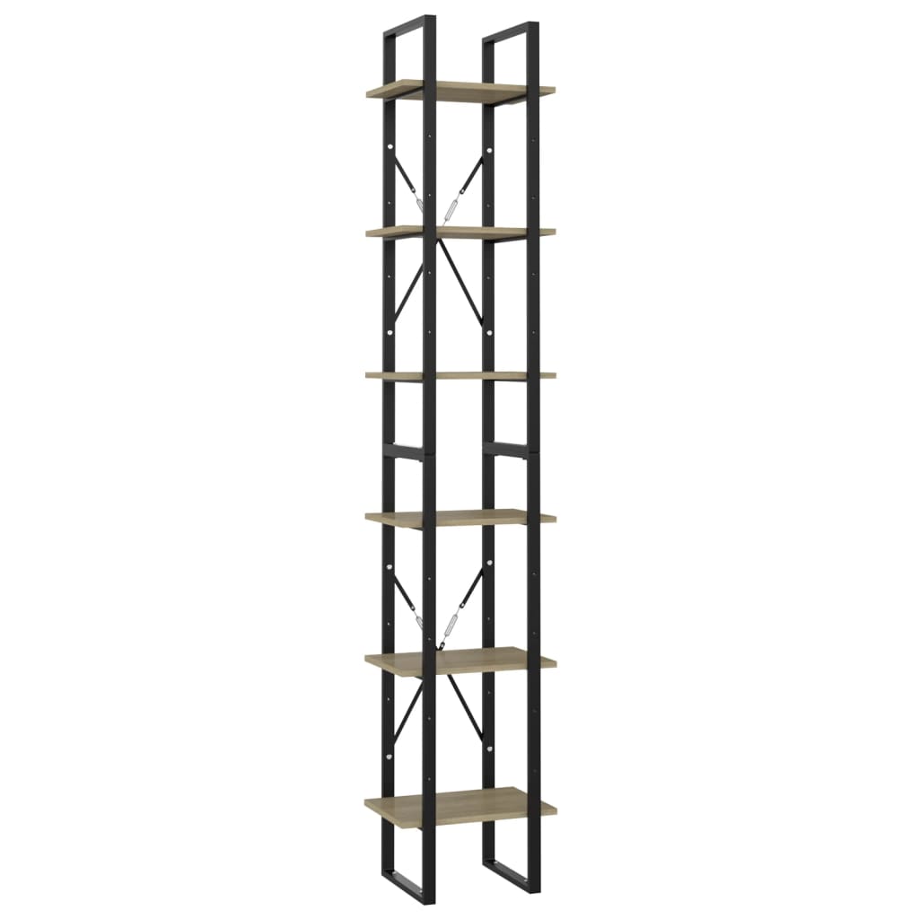 6-Tier Book Cabinet Sonoma Oak 40x30x210 cm Engineered Wood
