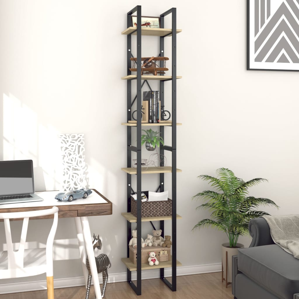 6-Tier Book Cabinet Sonoma Oak 40x30x210 cm Engineered Wood