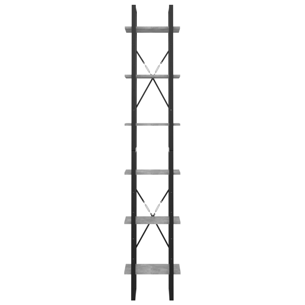 6-Tier Book Cabinet Concrete Grey 40x30x210 cm Engineered Wood