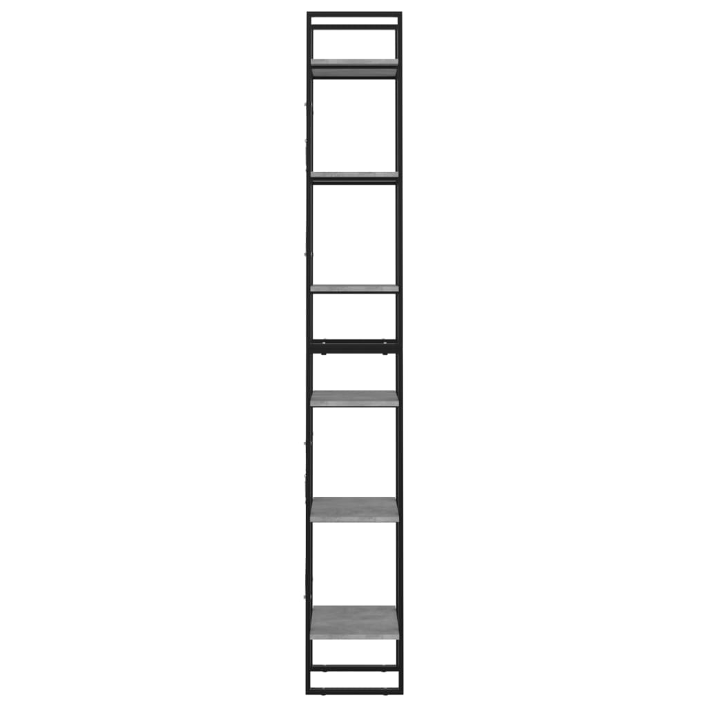 6-Tier Book Cabinet Concrete Grey 40x30x210 cm Engineered Wood