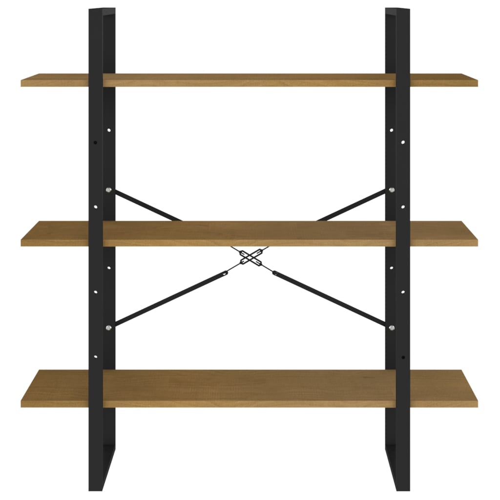 3-Tier Book Cabinet 100x30x105 cm Solid Pine Wood