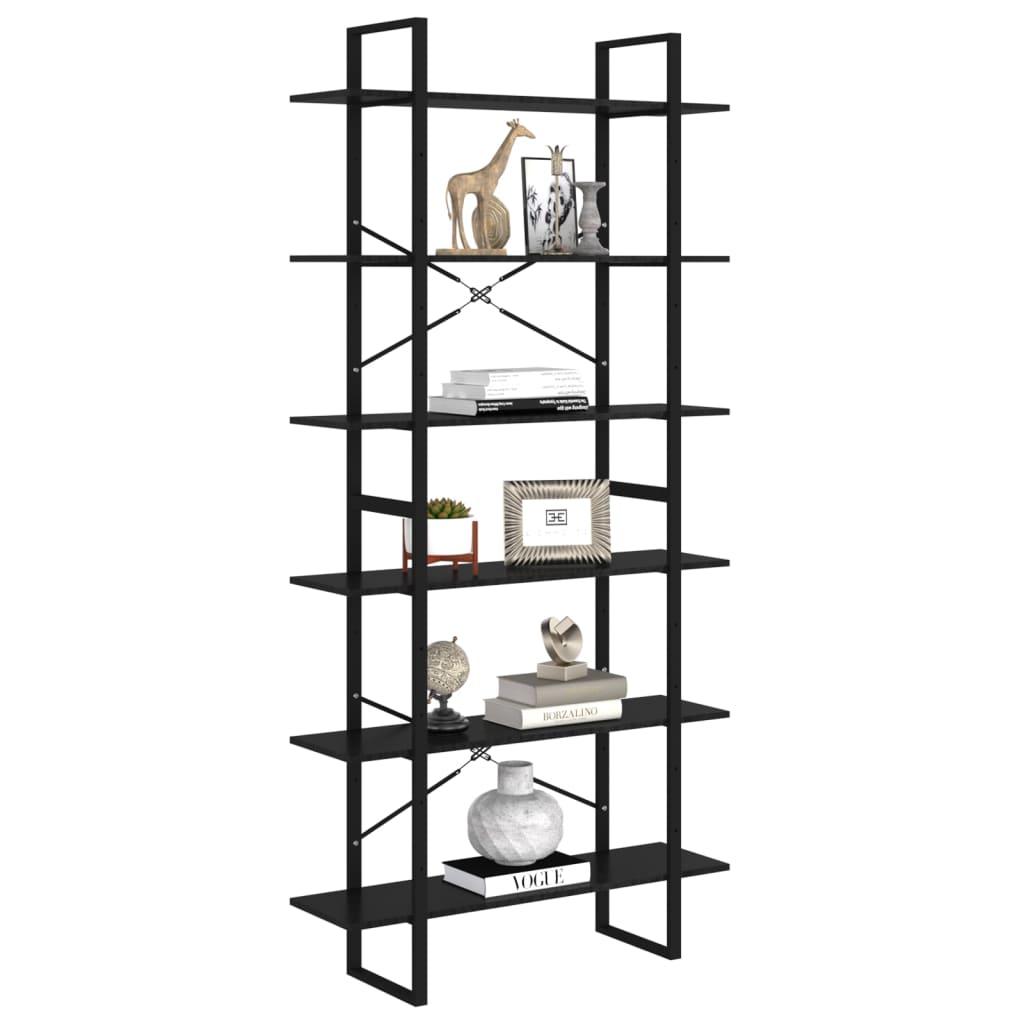 High Cabinet Black 100x30x210 cm Solid Pine Wood