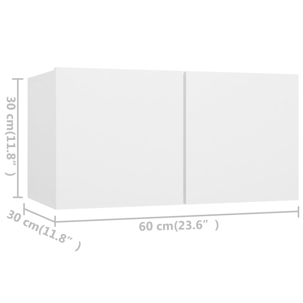 4 Piece TV Cabinet Set White 60x30x30 cm Engineered Wood