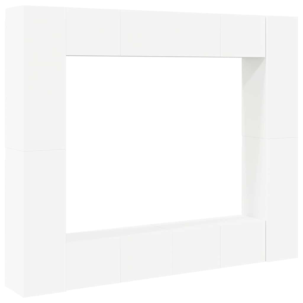 8 Piece TV Cabinet Set White Engineered Wood