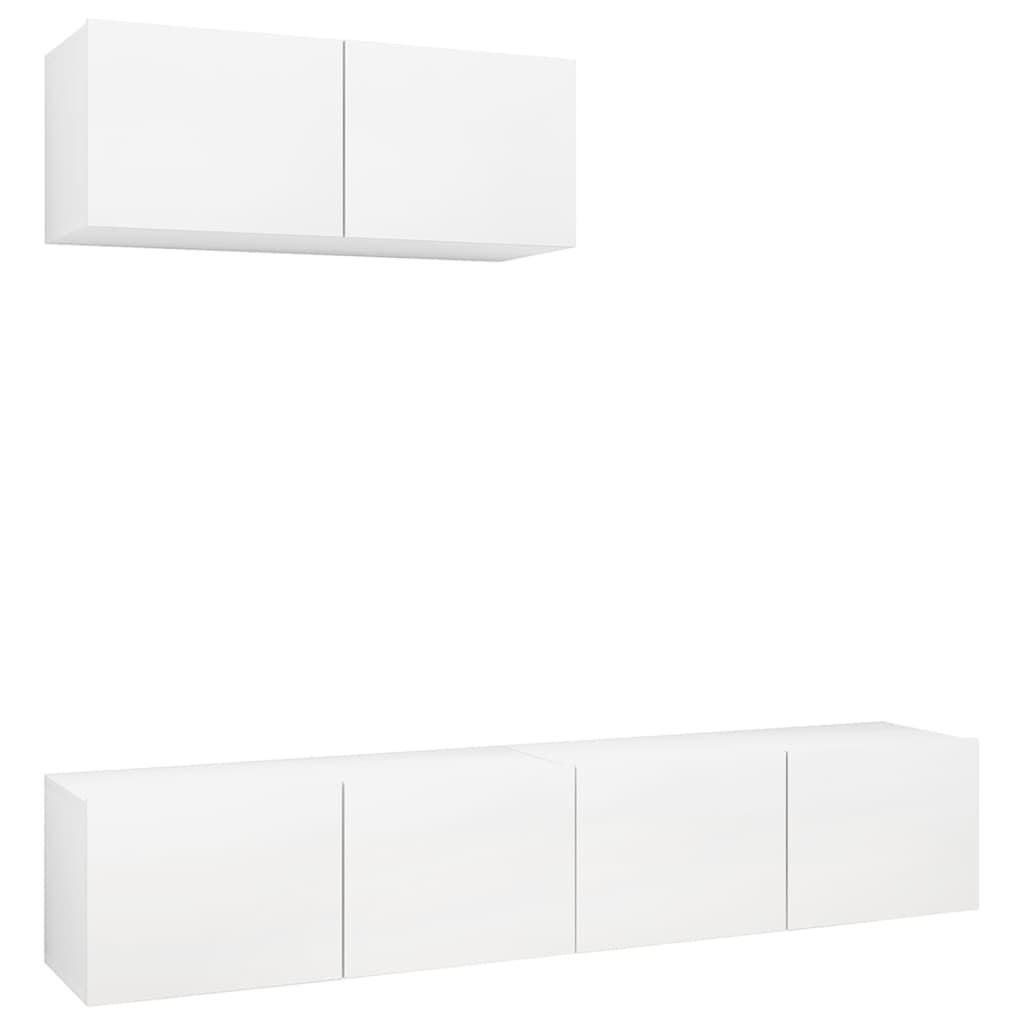 TV Cabinets 3 pcs White Engineered Wood