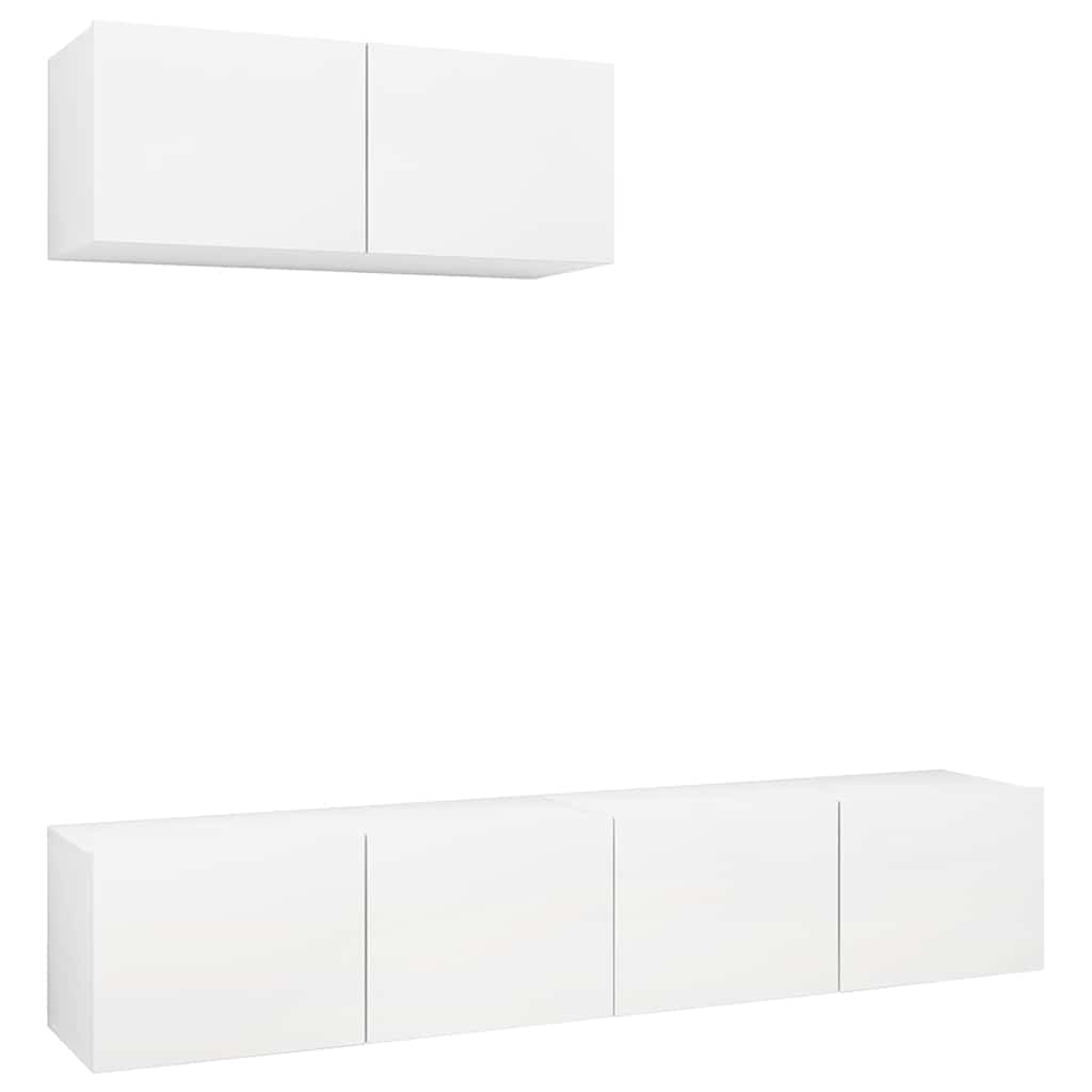 3 Piece TV Cabinet Set White Engineered Wood