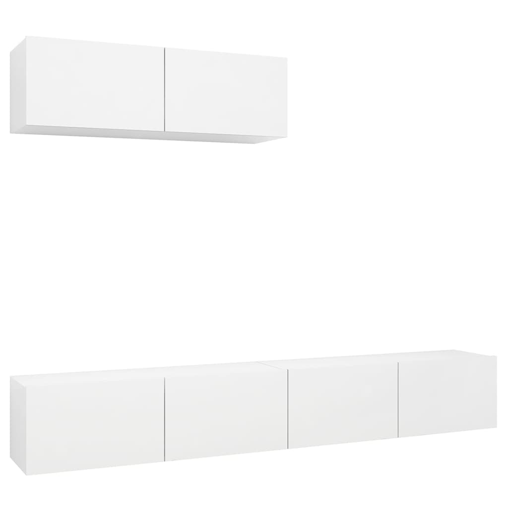 3 Piece TV Cabinet Set White Engineered Wood