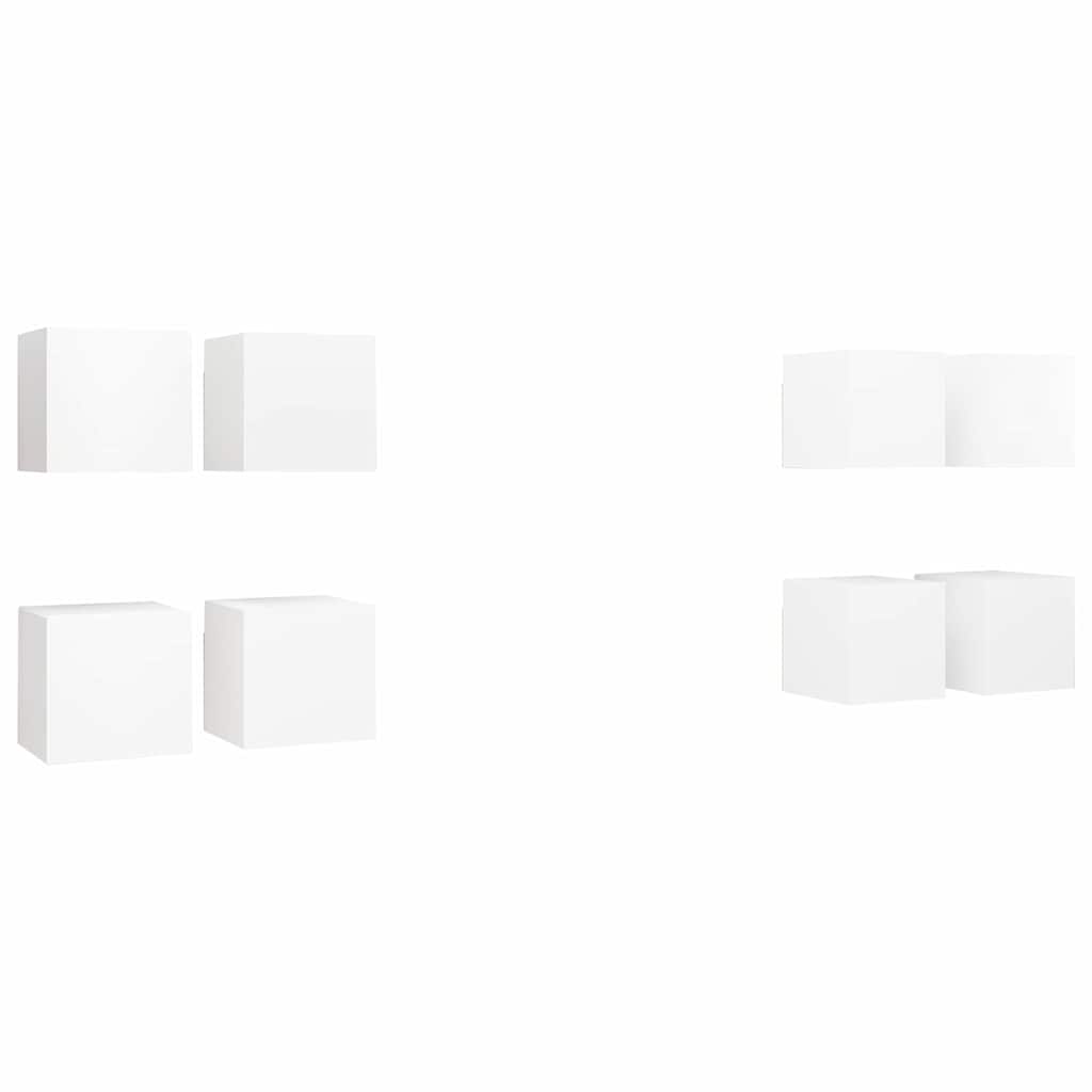 8 Piece Wall-mounted TV Cabinet Set White 30,5x30x30 cm