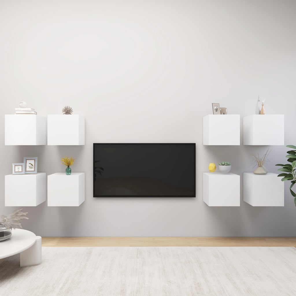 Wall Mounted TV Cabinets 8 pcs White 30.5x30x30 cm