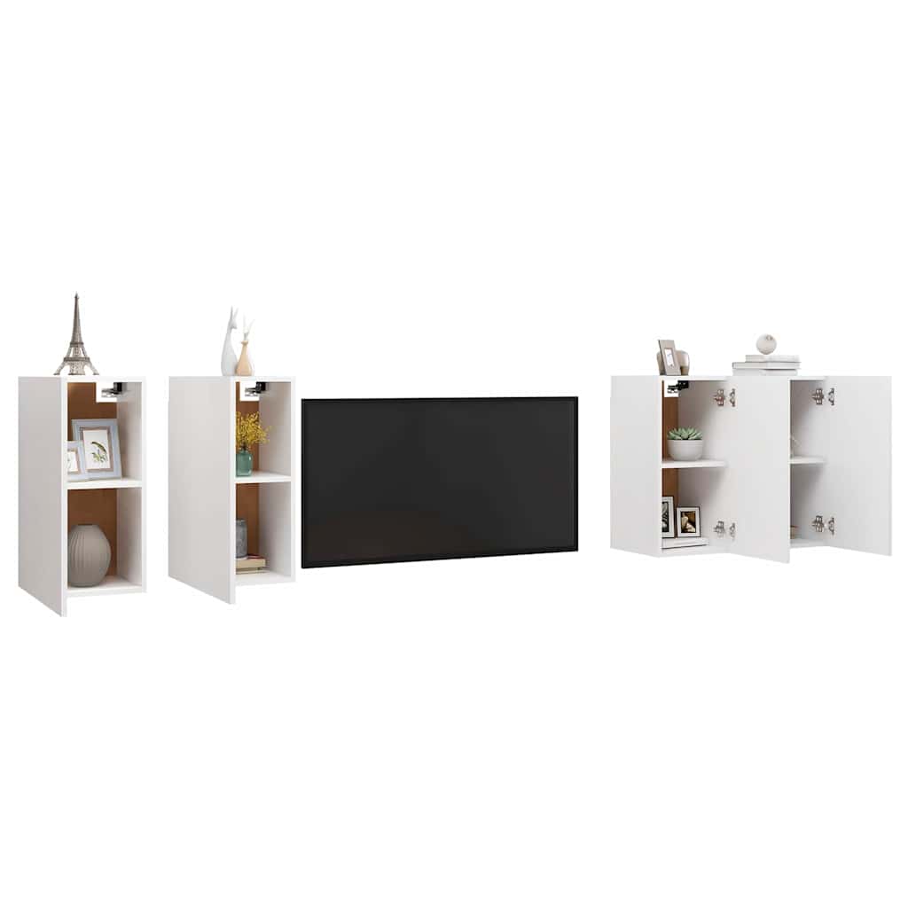 4 Piece TV Cabinet Set White 30,5x30x60 cm Engineered Wood