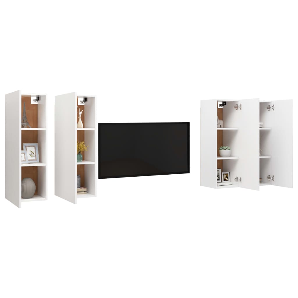 4 Piece TV Cabinet Set White 30,5x30x90 cm Engineered Wood