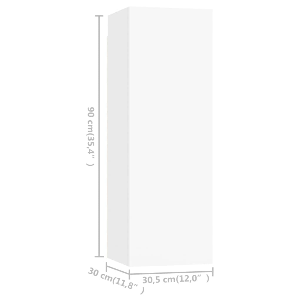 4 Piece TV Cabinet Set White 30,5x30x90 cm Engineered Wood