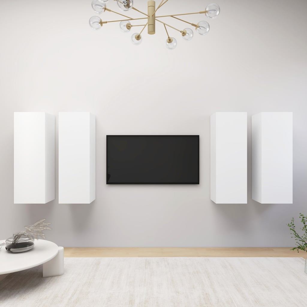 4 Piece TV Cabinet Set White 30,5x30x90 cm Engineered Wood