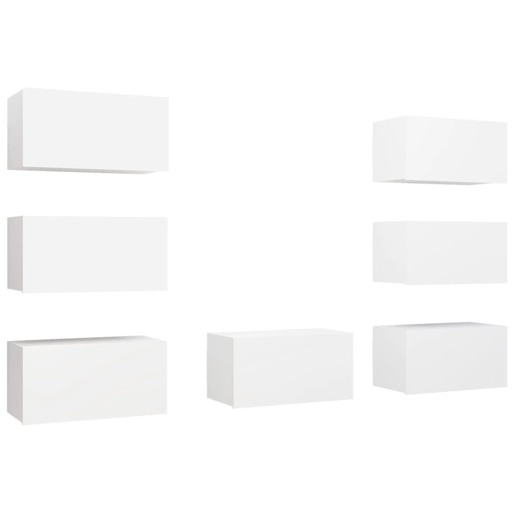 7 Piece TV Cabinet Set White 30,5x30x60 cm Engineered Wood