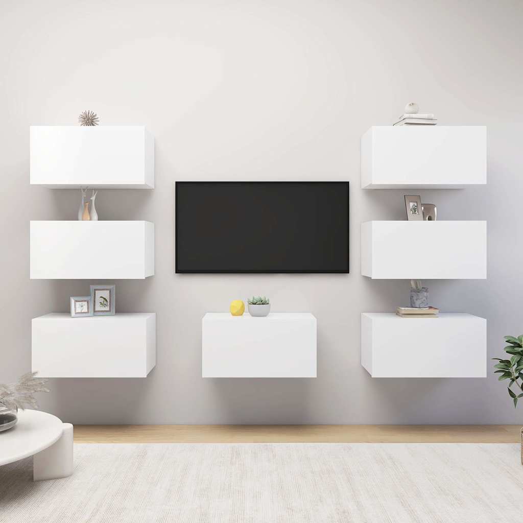 7 Piece TV Cabinet Set White 30,5x30x60 cm Engineered Wood