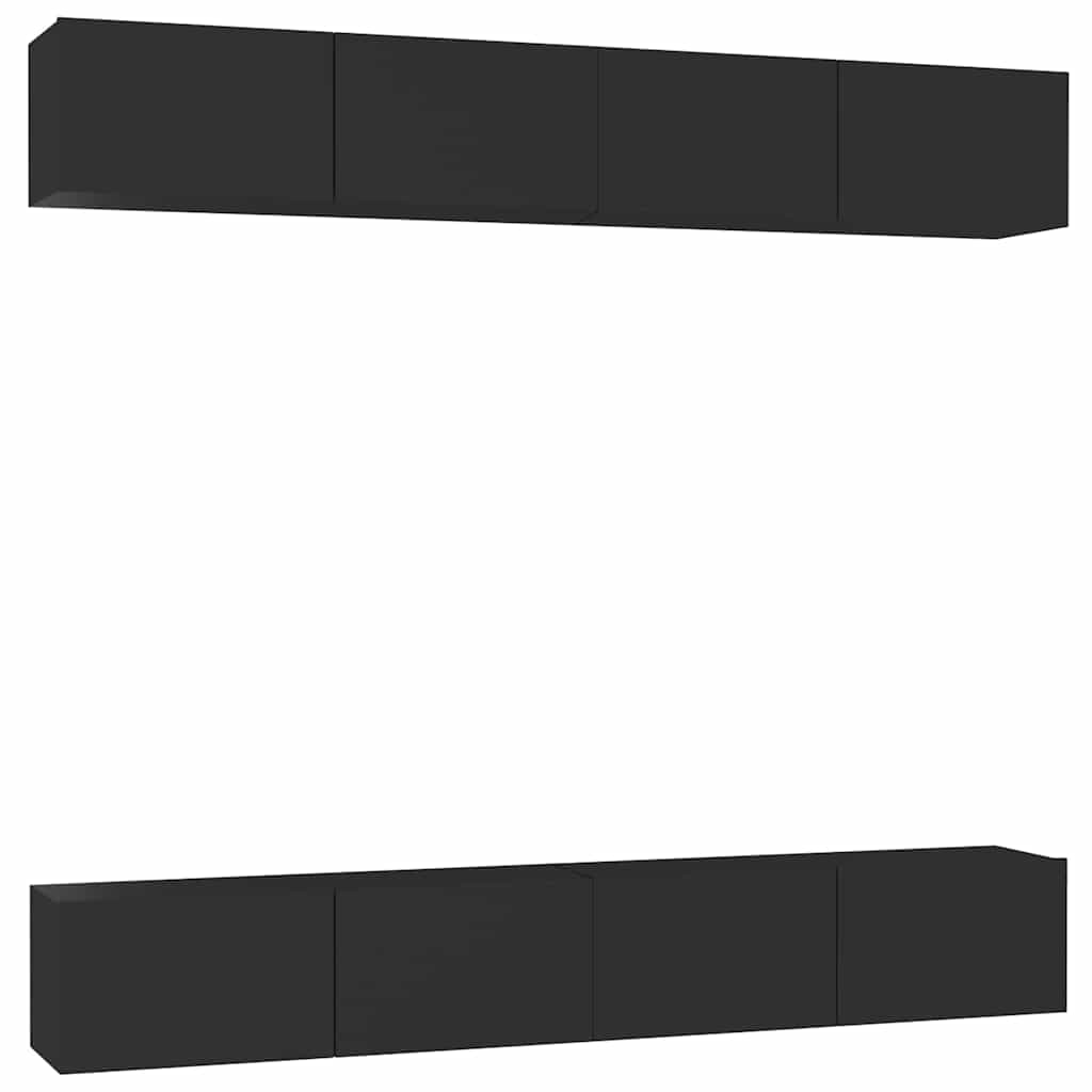 4 Piece TV Cabinet Set Black 100x30x30 cm Engineered Wood