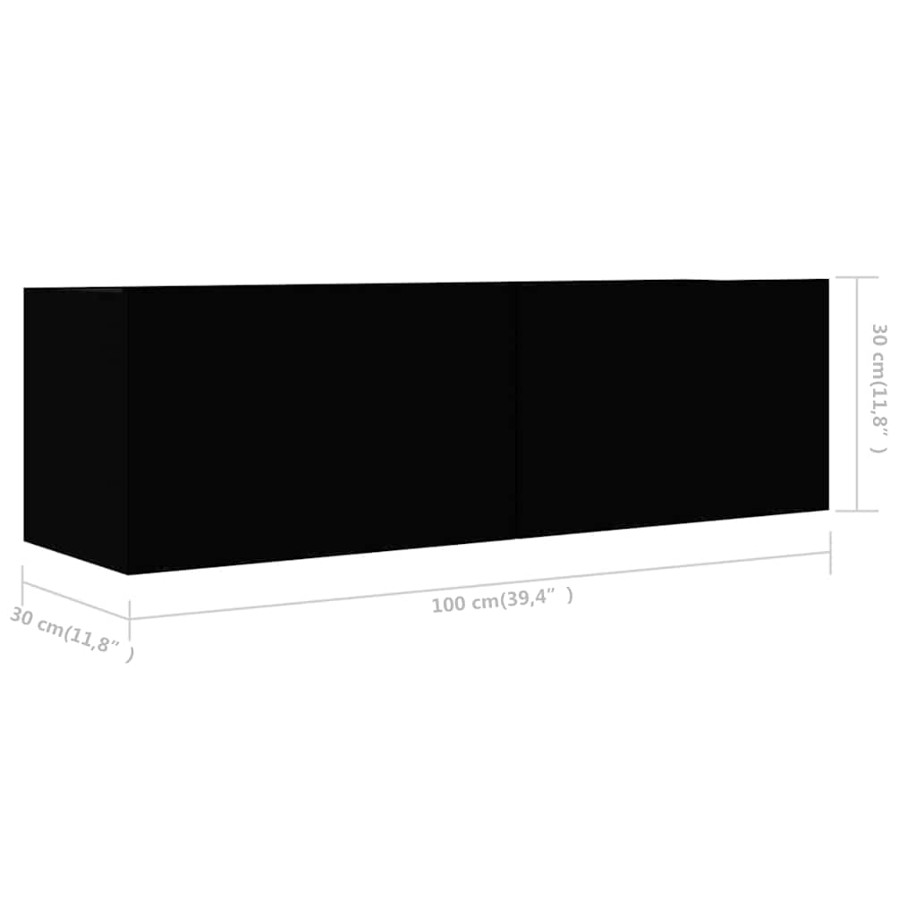 4 Piece TV Cabinet Set Black 100x30x30 cm Engineered Wood