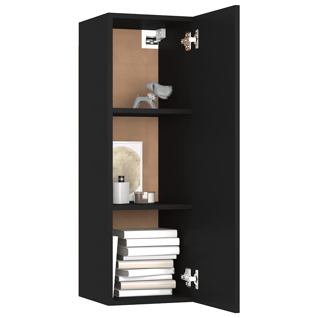 8 Piece TV Cabinet Set Black Engineered Wood