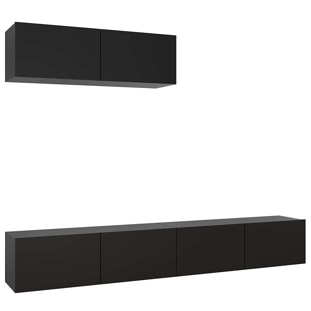 3 Piece TV Cabinet Set Black Engineered Wood