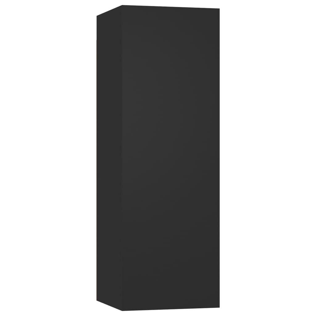 7 Piece TV Cabinet Set Black Engineered Wood