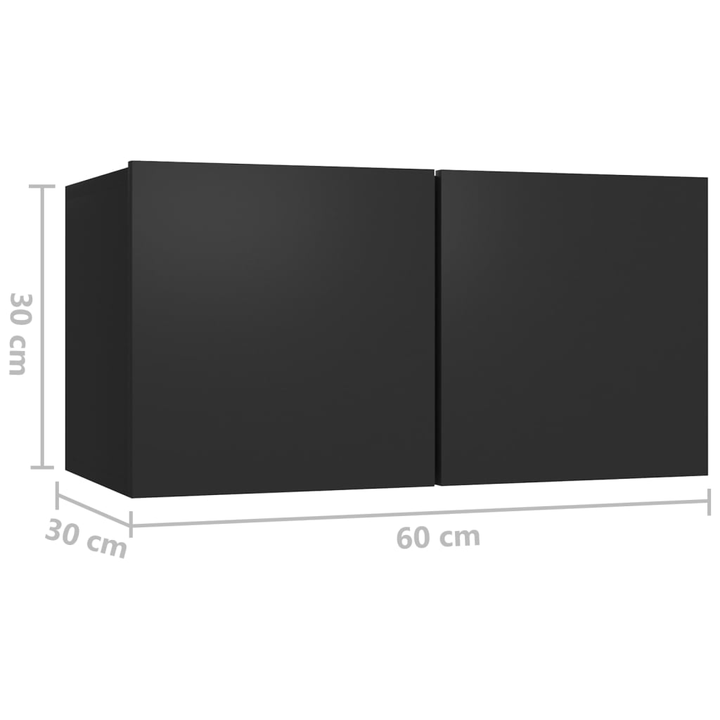 7 Piece TV Cabinet Set Black Engineered Wood