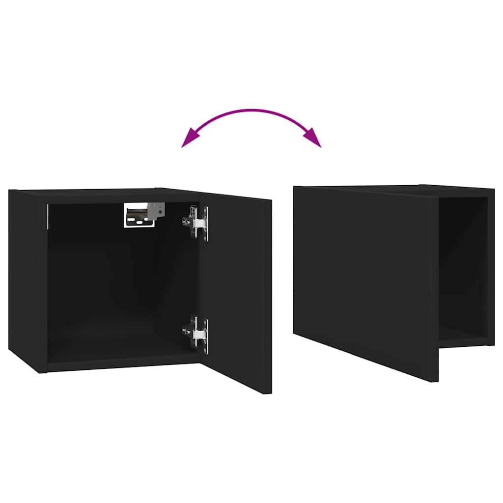 10 Piece TV Cabinet Set Black Engineered Wood