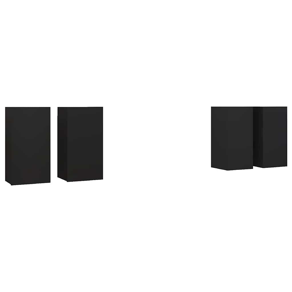 4 Piece TV Cabinet Set Black 30,5x30x60 cm Engineered Wood