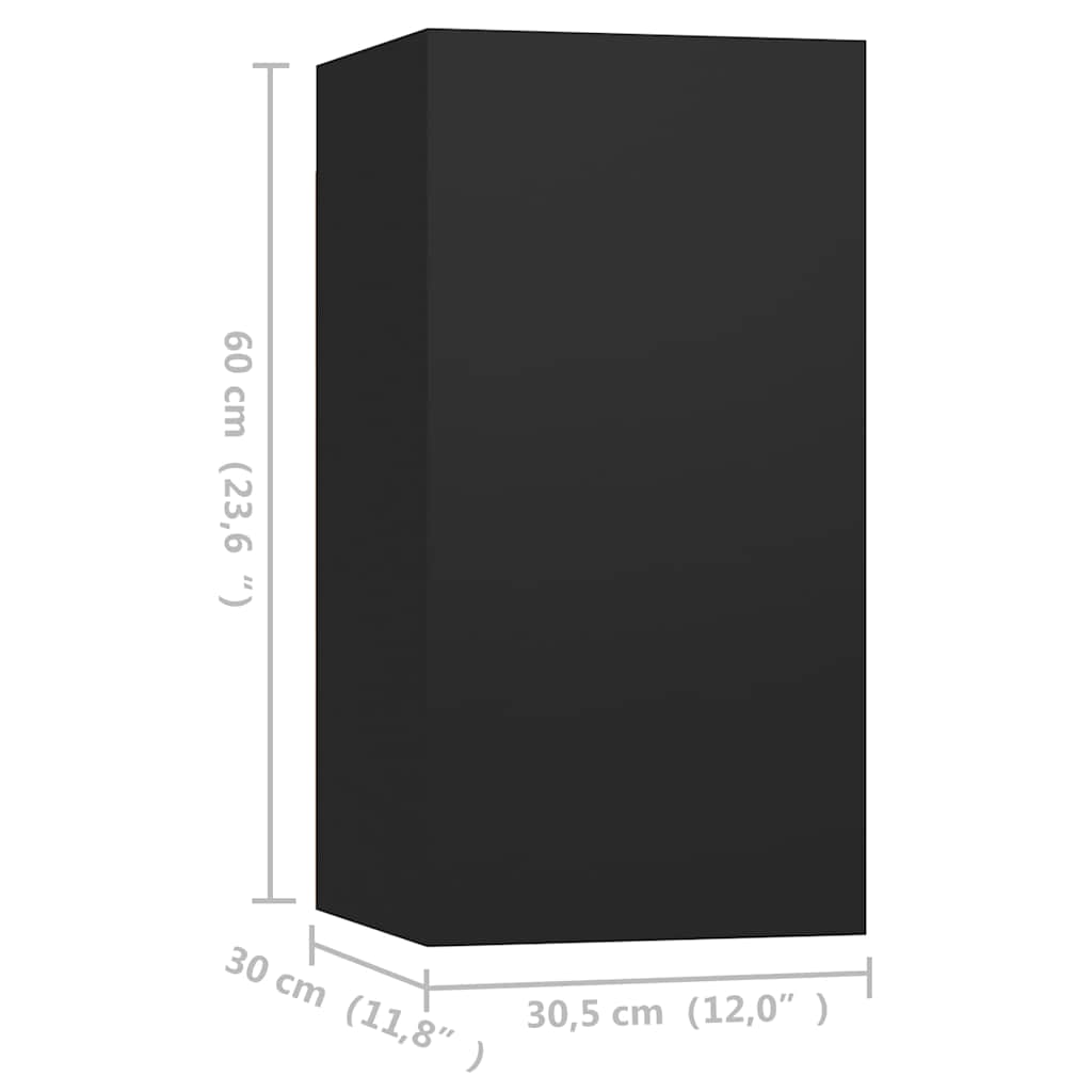 4 Piece TV Cabinet Set Black 30,5x30x60 cm Engineered Wood
