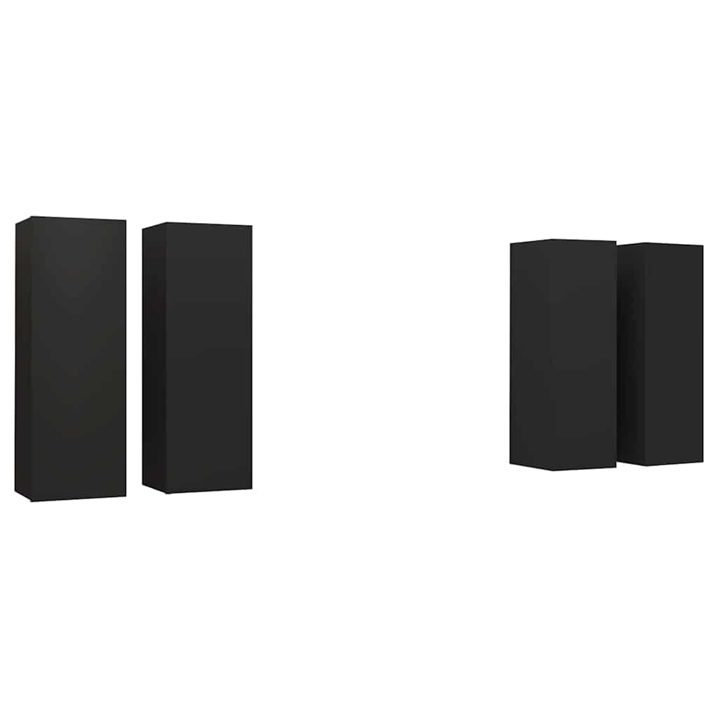 4 Piece TV Cabinet Set Black 30,5x30x90 cm Engineered Wood