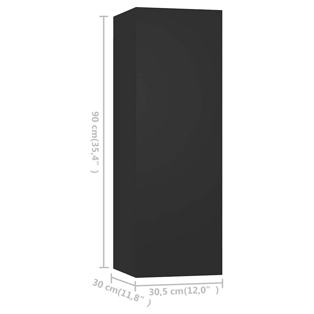 4 Piece TV Cabinet Set Black 30,5x30x90 cm Engineered Wood