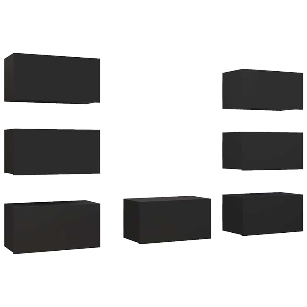 7 Piece TV Cabinet Set Black 30,5x30x60 cm Engineered Wood