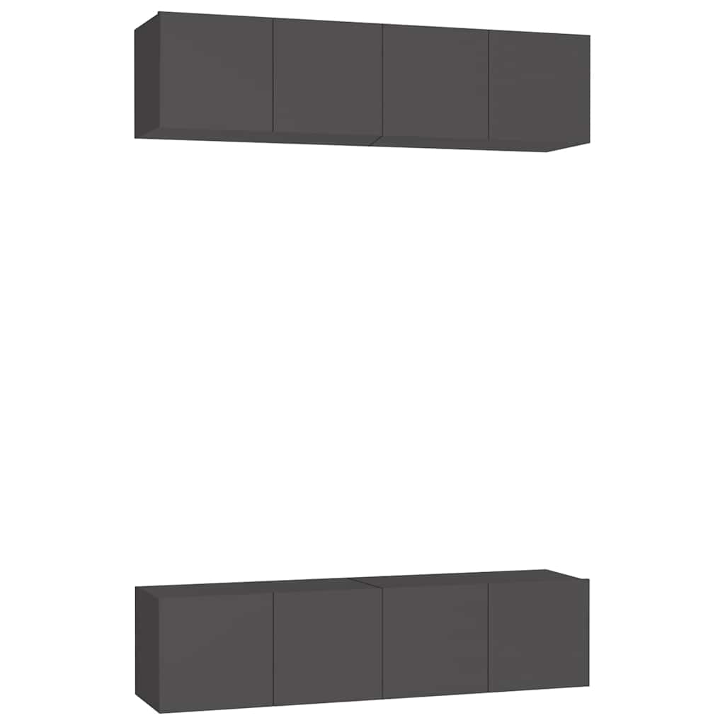 4 Piece TV Cabinet Set Grey 60x30x30 cm Engineered Wood
